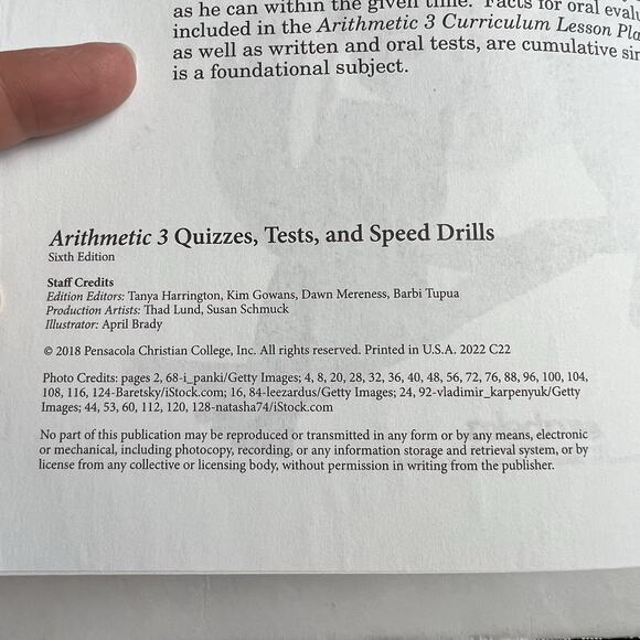 Abeka Arithmetic3 Quiz Test Speed Drill Teacher Answer Key Homeschool Curriculum - Picture 2 of 3